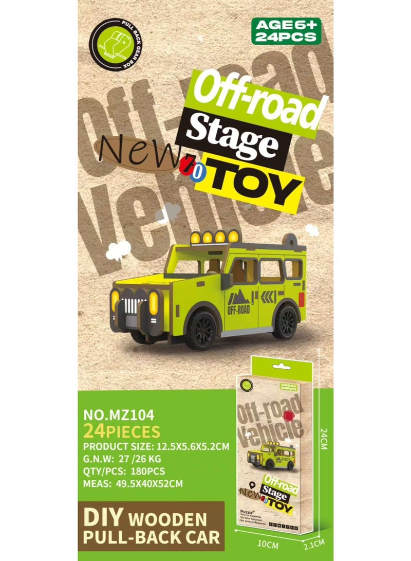 3D DIY Wooden Pull Back Bus or Truck or Car - Image 4